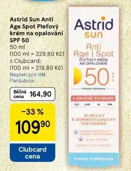 Tesco Astrid Sun Anti Age Spot Pleťový krém na opalování SPF 50 nabídka
