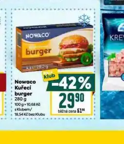 Billa Nowaco kuřecí burger nabídka