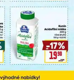 Billa Kunín acidofilní mléko nabídka