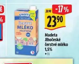 Albert Madeta jihočeské čerstvé mléko 1,5= nabídka