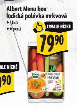 Albert Albert menu box indická mrkvová polévka nabídka