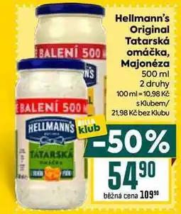 Billa Hellmann's Original Tatarská BALENÍ 500 omáčka, Majonéza 500 ml nabídka