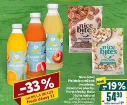 Billa Nice Bites Pistácie pražené, Pekanové ořechy, Para ořechy, Kešu jádra natural nabídka
