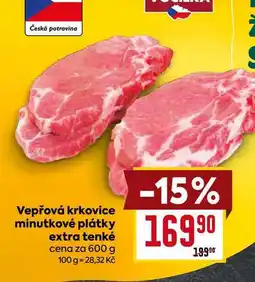Billa Vepřová krkovice minutkové plátky extra tenké cena za 600 g nabídka