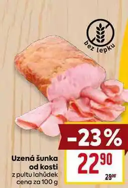 Billa Uzená šunka od kosti z pultu lahůdek cena za 100 g nabídka