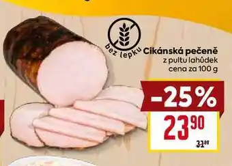 Billa Cikánská pečeně z pultu lahůdek cena za 100 g nabídka