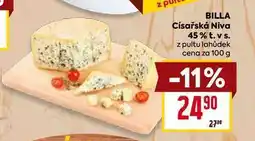 Billa BILLA Císařská Niva 45% t. vs. z pultu lahůdek cena za 100 g nabídka