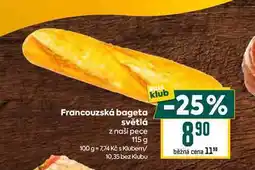 Billa Francouzská bageta světlá z naší pece 115 g nabídka
