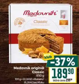 Billa Medovnik Classic originál 850 g nabídka