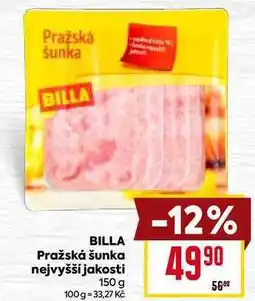 Billa BILLA Pražská šunka nejvyšší jakosti 150 g nabídka