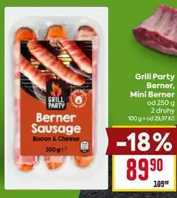 Billa GRILL PARTY Berner Sausage Bocon & Cheese 300 g nabídka