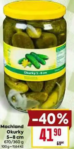 Billa Machland Okurky 5-8 cm 670/360 g nabídka