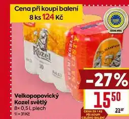 Billa velkopopovický Kozel světlý 8x 0,51 nabídka