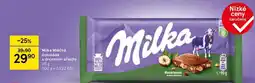 Tesco Milka Mléčná čokoláda s drcenými ořechy, 90 g nabídka