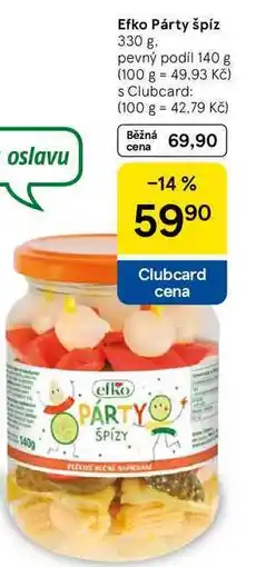 Tesco Efko Párty špíz, 330 g. pevný podíl 140 g nabídka