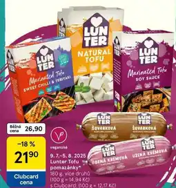 Tesco Lunter Tofu pomazánky, 180 g, více druhů nabídka