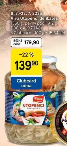 Tesco Viva Utopenci delikates, 1550 g. pevný podíl 912 g nabídka
