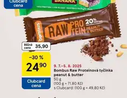 Tesco Bombus Raw Proteinová tyčinka peanut & butter, 50 g nabídka