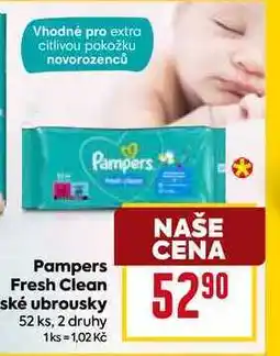 Billa Pampers Fresh Clean děské ubrousky 52 ks, 2 druhy nabídka
