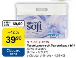 Tesco Tesco Luxury soft Toaletní papír bílý, 8 rolí, 3 vrstvy nabídka