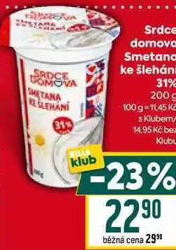 Billa Srdce domova Smetana ke šleháni 200 g nabídka