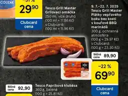 Tesco Tesco Grill Master Plátky vepřového boku bez kosti v kouřové BBQ marinádě, 300 g nabídka