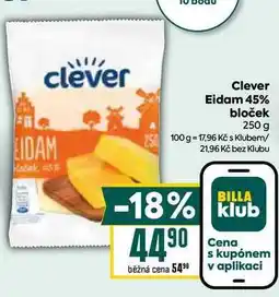 Billa Clever Eidam 45% bloček 250 g nabídka