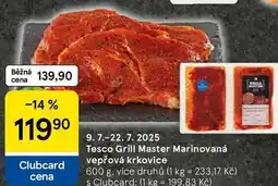 Tesco Tesco Grill Master Marinovaná vepřová krkovice, 600 g nabídka