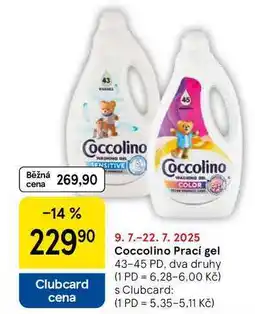 Tesco Coccolino Prací gel, 43-45 PD, dva druhy nabídka