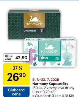 Tesco Harmony Kapesníčky, 150 ks, 2 vrstvy, dva druhy nabídka