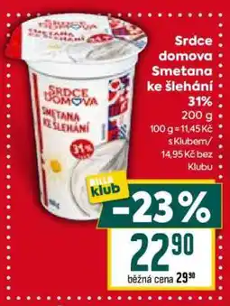 Billa Srdce domova Smetana ke šlehání 31% nabídka