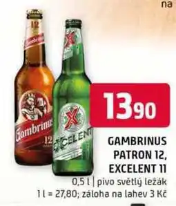 Terno Gambrinus Plná 12 excelent 11 pivo ležák světlý 0,5l nabídka