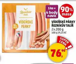 Penny Market VÍDEŇSKÉ PÁRKY ŘEZNÍKŮV TALÍŘ, 2x 200 g nabídka