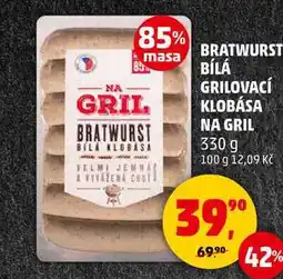 Penny Market BRATWURST BILA GRILOVACÍ KLOBÁSA NA GRIL, 330 g nabídka