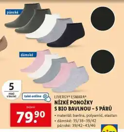 Lidl LIVERGY ESMARA NÍZKÉ PONOŽKY S BIO BAVLNOU – 5 PÁRŮ nabídka