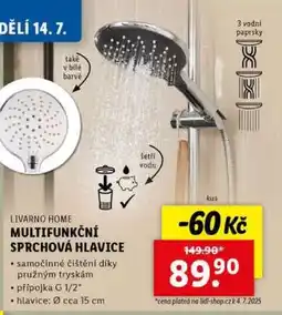 Lidl LIVARNO HOME MULTIFUNKČNÍ SPRCHOVÁ HLAVICE nabídka