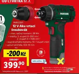 Lidl PARKSIDE 12 V Aku vrtačí šroubovák nabídka