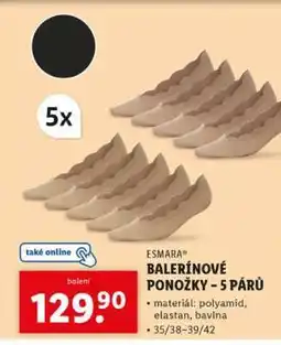 Lidl ESMARA BALERÍNOVÉ PONOŽKY – 5 PÁRŮ nabídka