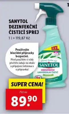 Lidl SANYTOL DEZINFEKČNÍ ČISTICÍ SPREJ nabídka