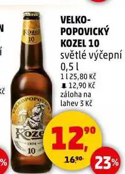 Penny Market VELKOPOPOVICKÝ KOZEL 10 světlé výčepní, 0,5 l nabídka