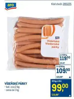 Makro Vídeňské párky* • nabídka