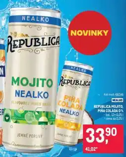 Makro REPUBLICA MOJITO, PIŇA COLADA 0 % nabídka