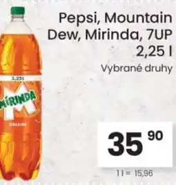 Kubík potraviny Pepsi, Mountain Dew, Mirinda, 7UP nabídka