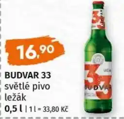 Trefa BUDVAR 33 světlé pivo ležák nabídka