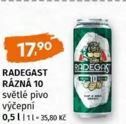 Trefa Radegast rázná 10 světlé pivo výčepní nabídka