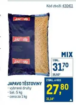 Makro Japavo těstoviny nabídka