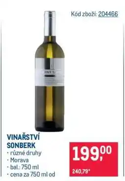 Makro Vinařství Sonberk nabídka