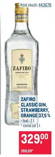 Makro ZAFIRO CLASSIC GIN, STRAWBERRY, ORANGE 37,5% nabídka