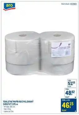 Makro TOALETNÍ PAPÍR RECYKLOVANÝ 1VRSTVÝ 375 m nabídka