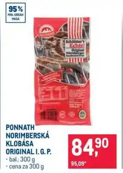 Makro PONNATH NORIMBERSKÁ KLOBÁSA ORIGINAL I. G. P nabídka